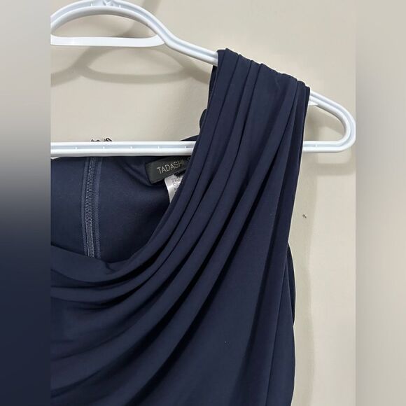 Tadashi Shoji Navy Blue Maxi Dress Open Leg - Picture 5 of 12
